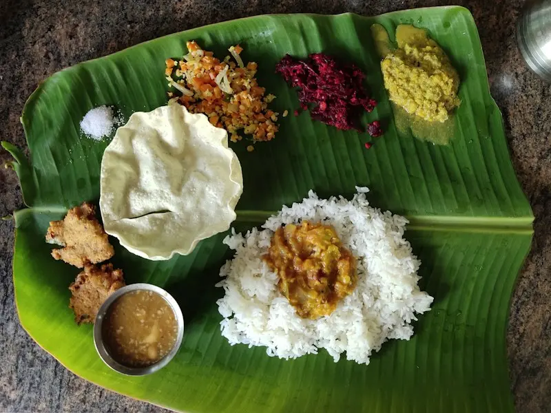Kerala meals on banana leaf